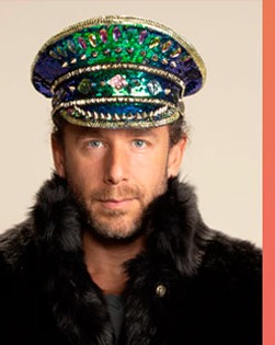 Men's Festival Hat - Captain Hat | Sequin Blue Green Hummingbird