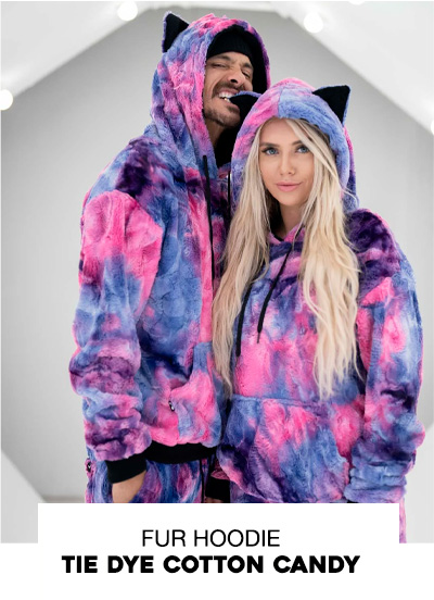 Classic Women's Fur Hoodie | Tie Dye Cotton Candy Kitty
