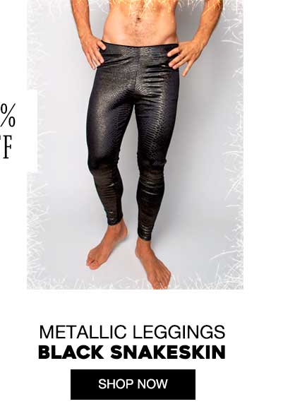 Men's Metallic Leggings | Black Snakeskin