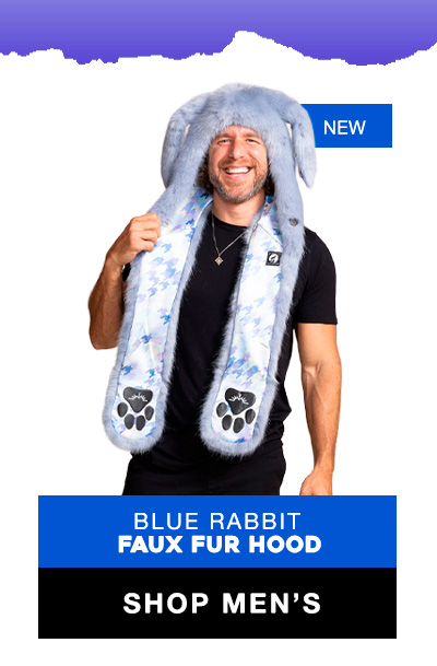 Hooded Men's Faux Fur Coat | Blue Lucky Rabbit