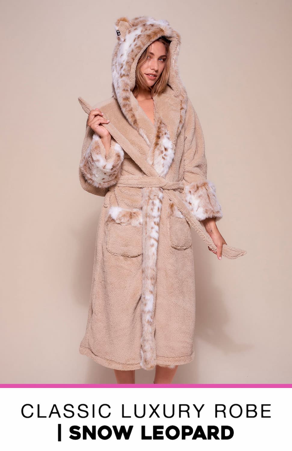 Classic Women's Luxury Beige Robe | Snow Leopard
