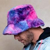 Men's Fur Bucket Hat | Tie-Dye Cotton Candy