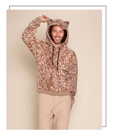 Classic Men's Fur Hoodie | Tan Leopard
