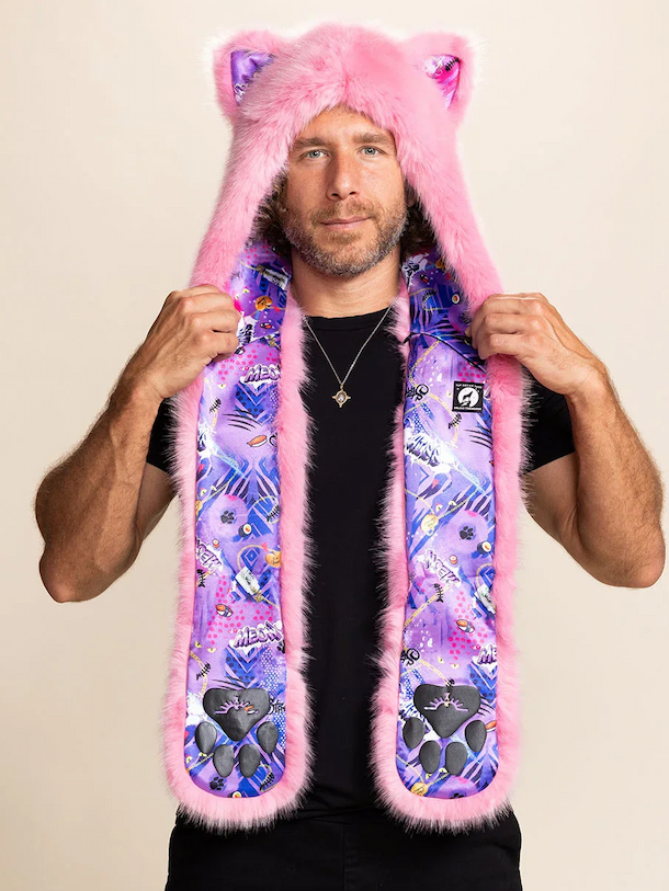 Pink Alley Cat Faux Fur Hood | Men's
