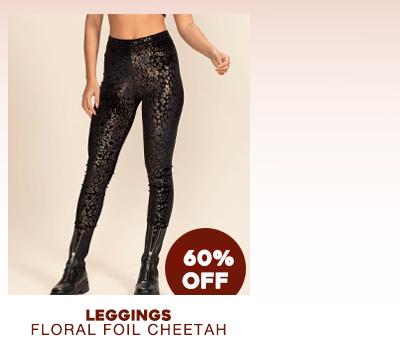 Women's Metallic Leggings | Floral Foil Cheetah