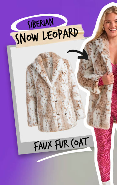 Women's Faux Fur Coat | Siberian Snow Leopard Print
