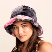 Women's Fur Bucket Hat | Ink Spotted Tie Dye Leopard