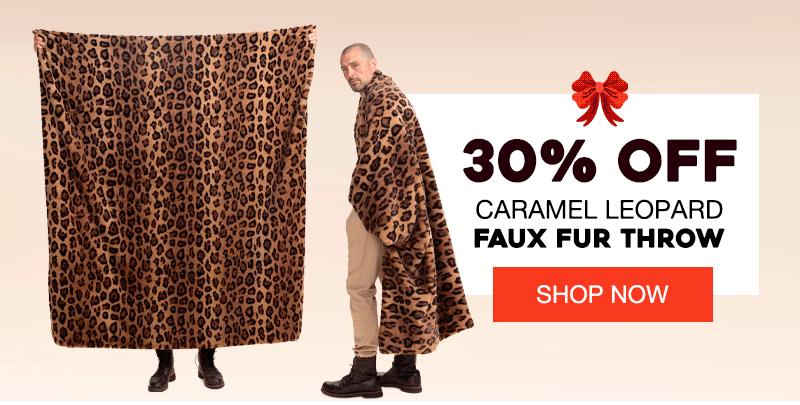 Caramel Leopard Faux Fur Throw