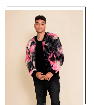 Men's Colorful Faux Fur Jacket | Ink Spotted Tie Dye Leopard