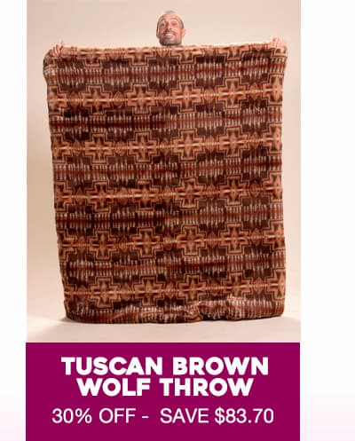 Tuscan Brown Wolf Faux Fur Throw