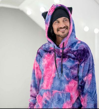 Classic Men's Fur Hoodie | Tie Dye Cotton Candy Cat