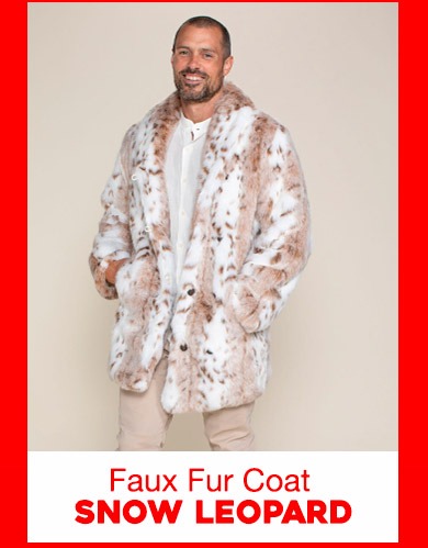 Men's Faux Fur Coat | Siberian Snow Leopard