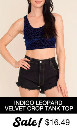 Indigo Leopard Burnout Velvet Crop Tank Top | Women's