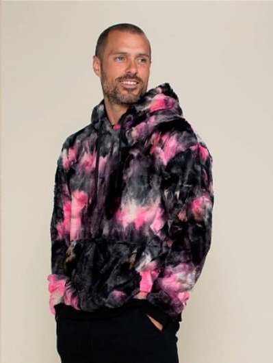 Classic Men's Fur Hoodie | Tie Dye Leopard