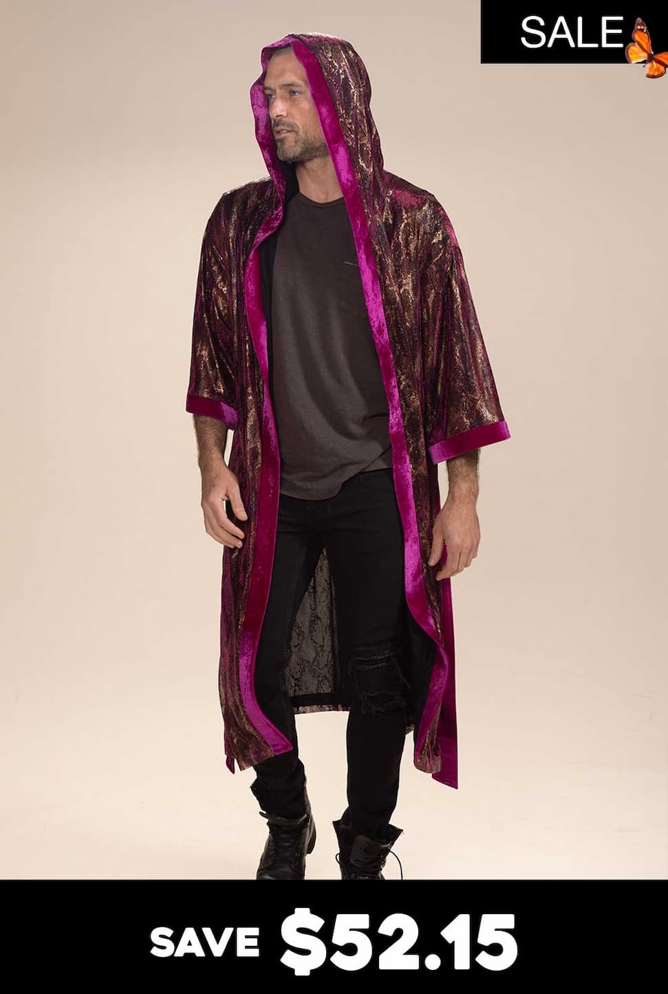 Men's Festival Kimono | Metallic Rhodolite Python