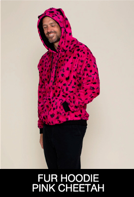 Classic Men's Fur Hoodie | Pink Cheetah