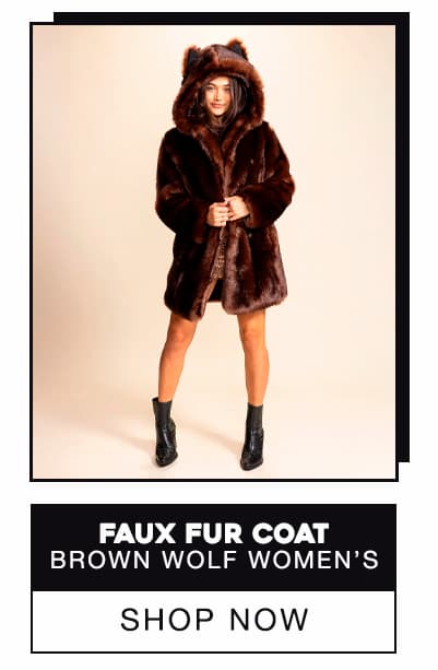 Classic Women's Faux Fur Coat | Brown Wolf | Made-To-Order