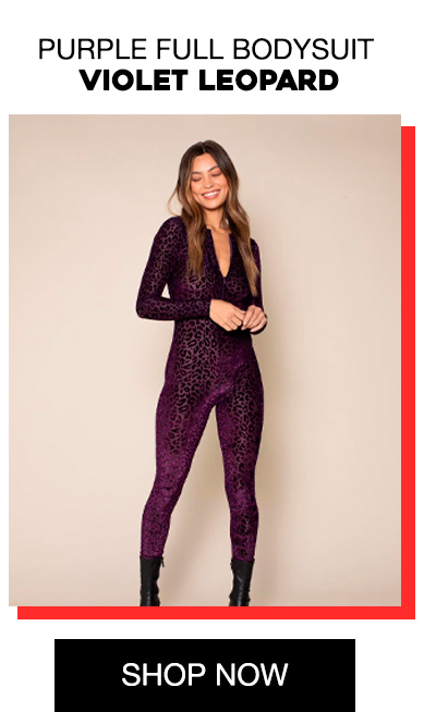 Women's Purple Full Bodysuit | Violet Leopard