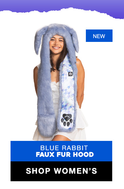 Hooded Women's Faux Fur Coat | Blue Lucky Rabbit