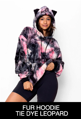 Classic Women's Fur Hoodie | Tie Dye Leopard