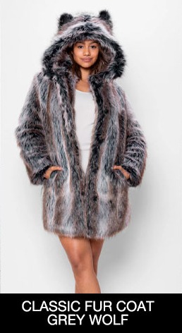 Classic Women's Faux Fur Coat | Grey Wolf