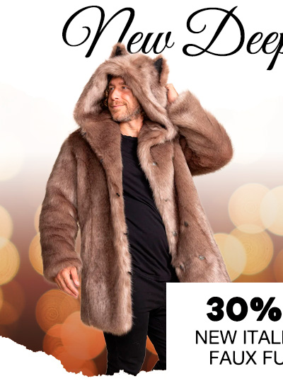 Classic Men's Brown Faux Fur Coat | Italian Wolf