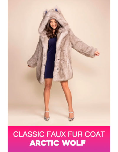 Classic Women's Luxe Faux Fur Coat | Arctic Wolf