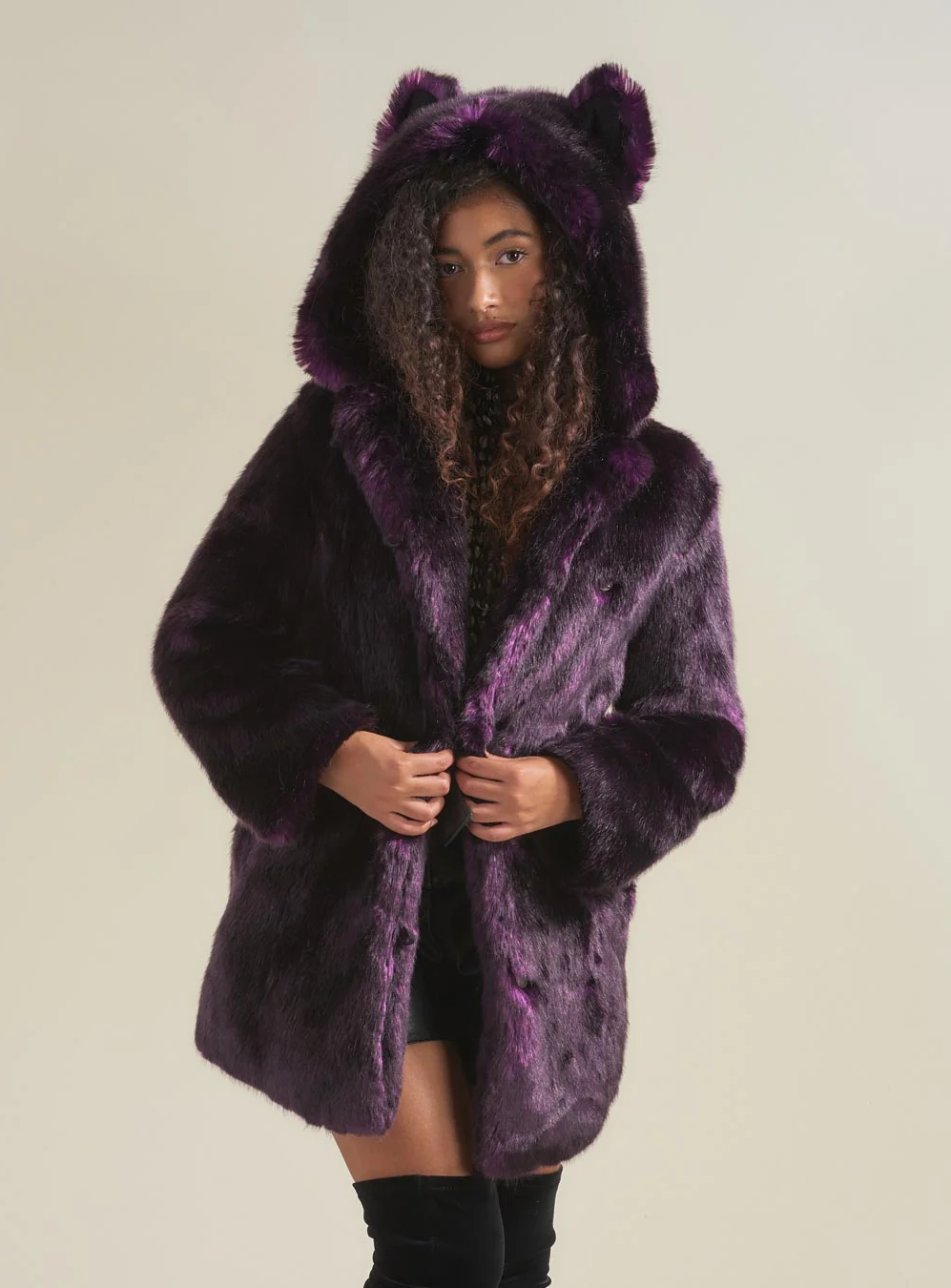Classic Women's Purple Faux Fur Coat | Midnight Wolf