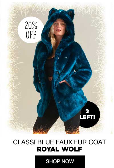 Classic Women's Blue Faux Fur Coat | Royal Wolf