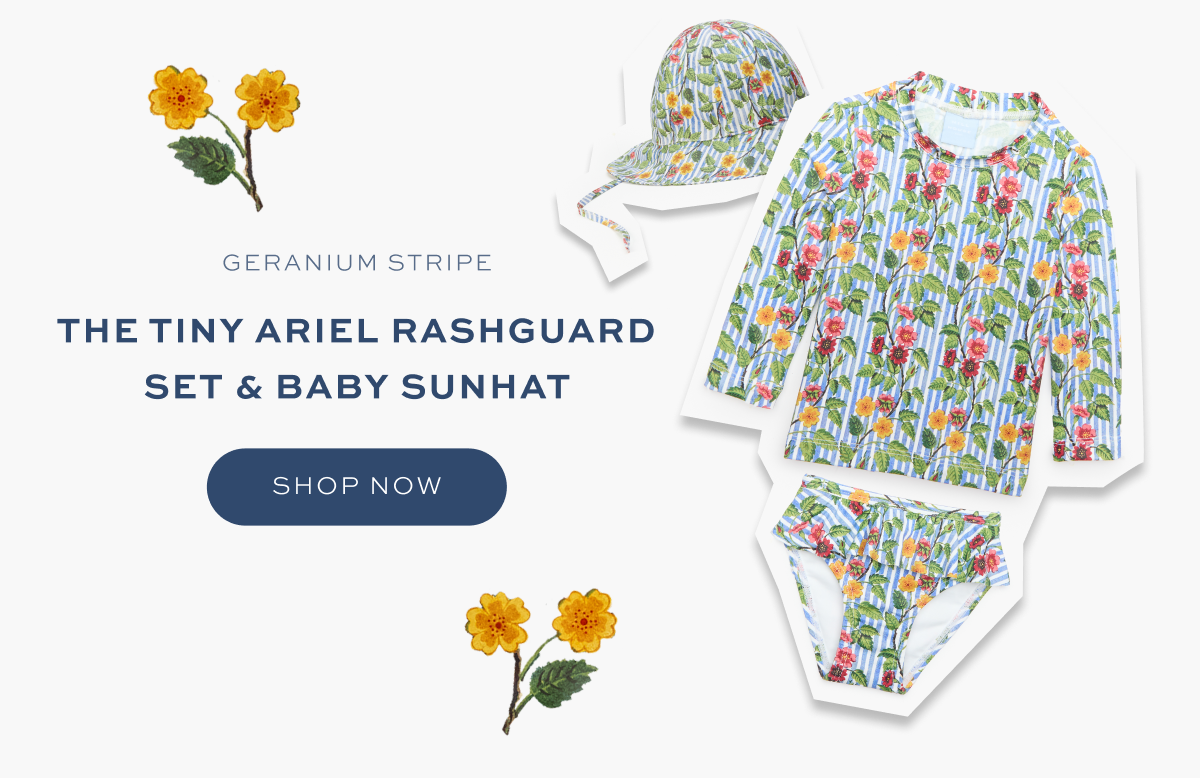 The tiny ariel rashguard set & baby sunhat