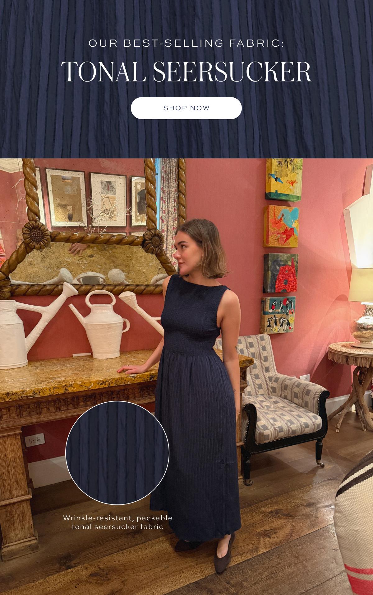 Our Best Selling - Fabric: Tonal Seersucker