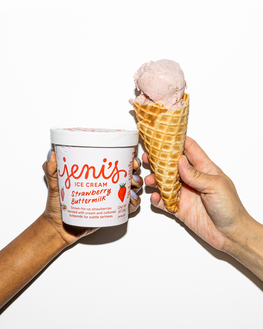 Strawberry Buttermilk ice cream and cone