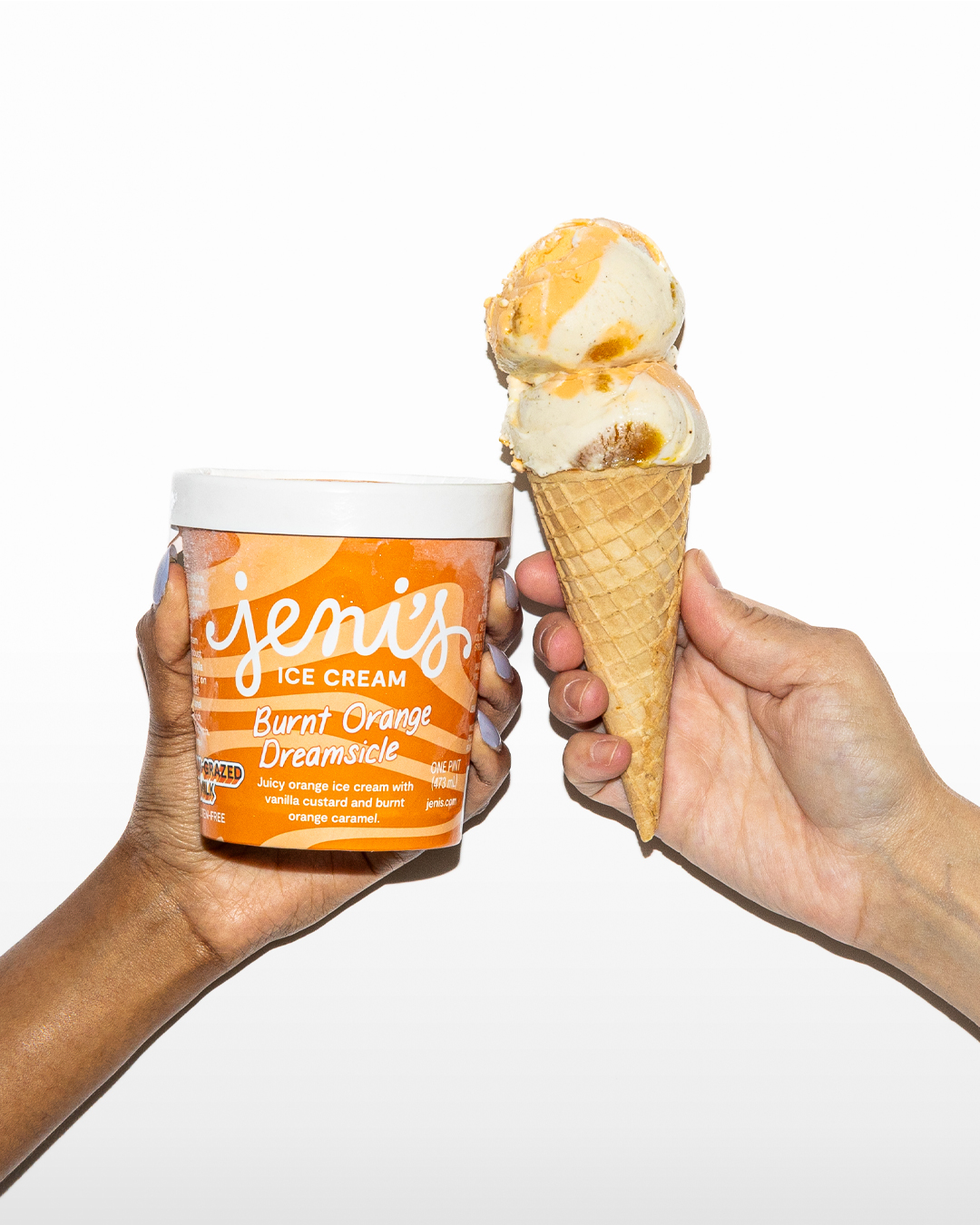 Burnt Orange Dreamsicle pint and cone cheersing