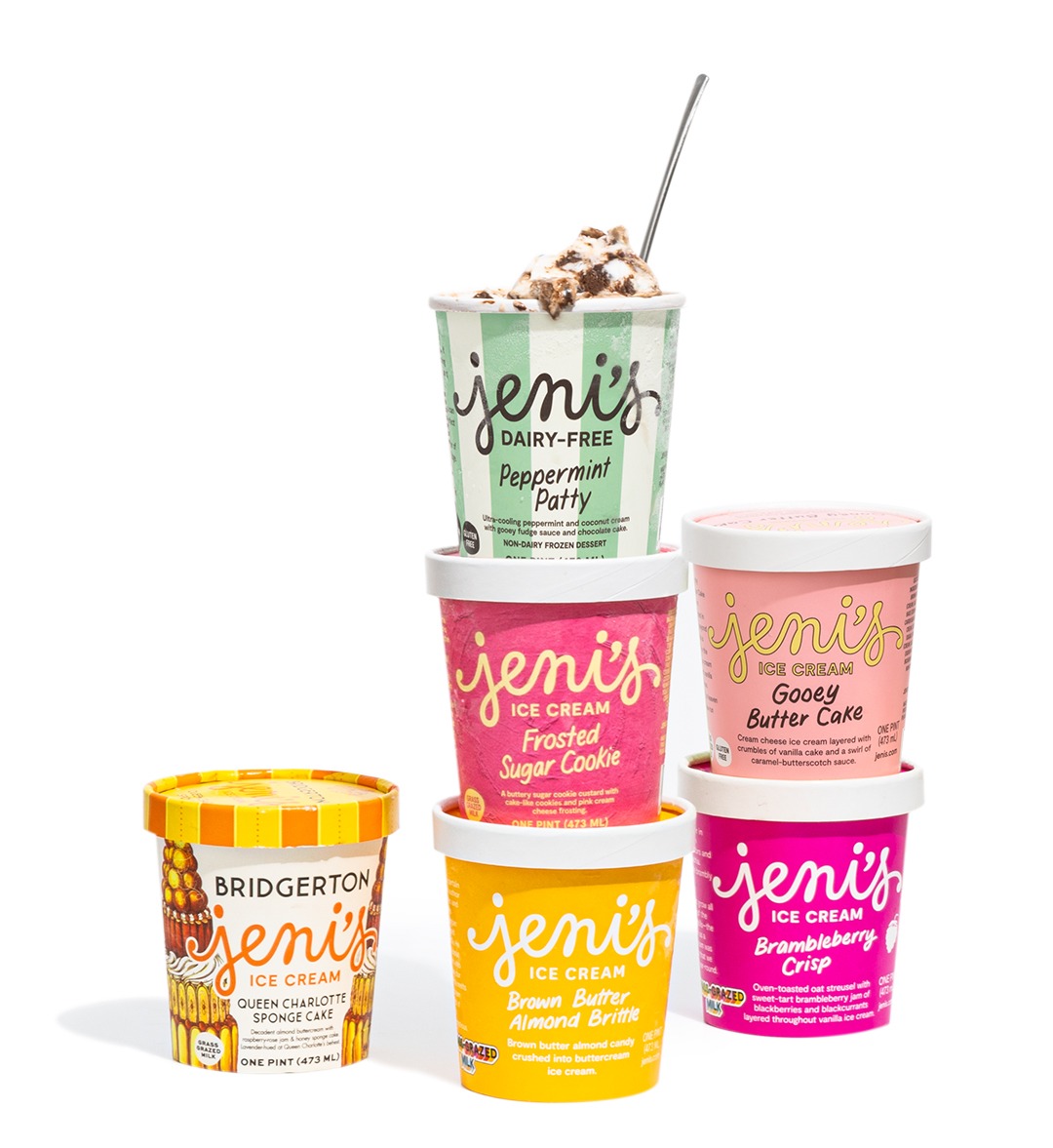 stack of 6 ice cream pints