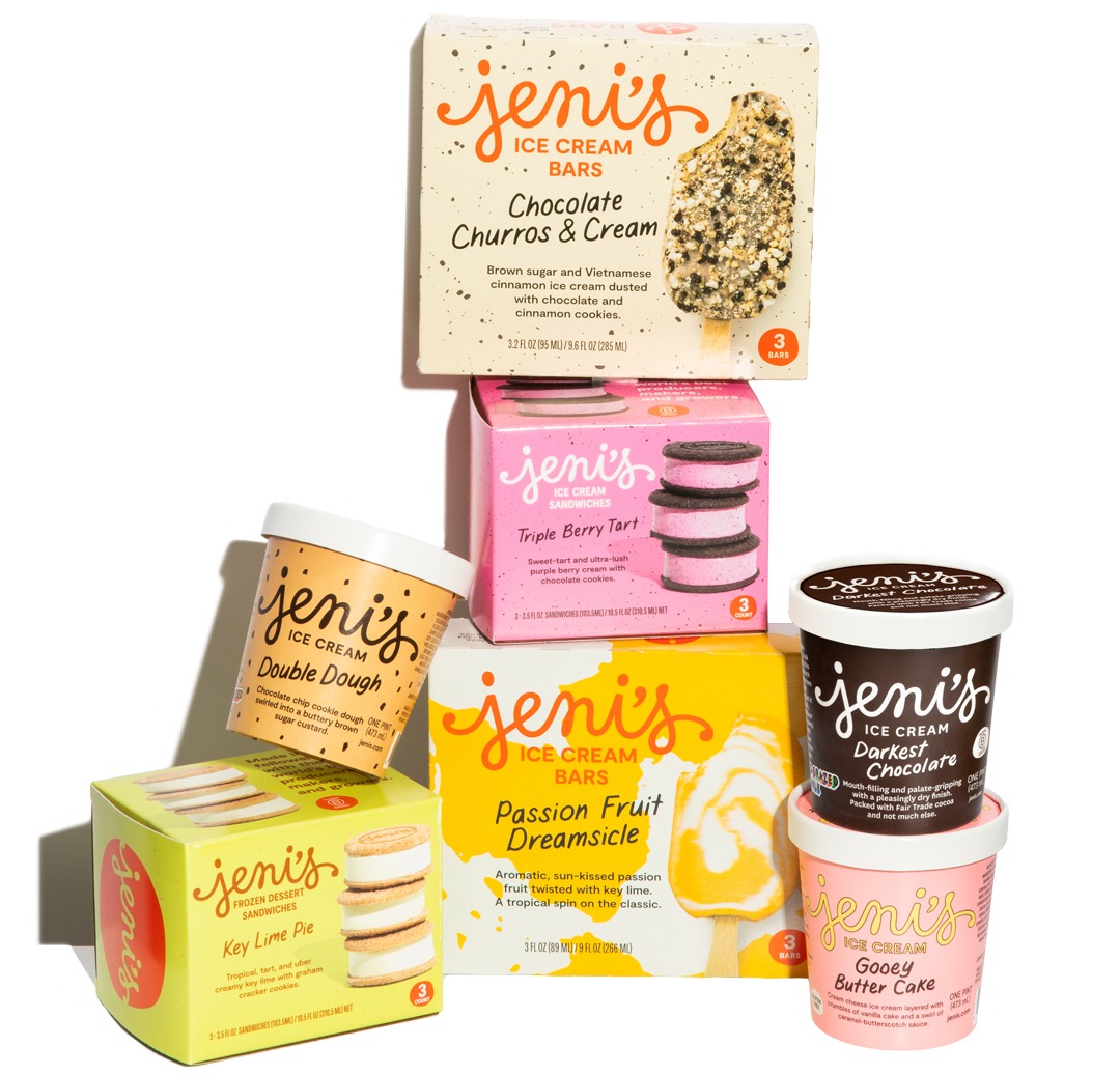 Jeni's pints, sandwiches, and bars