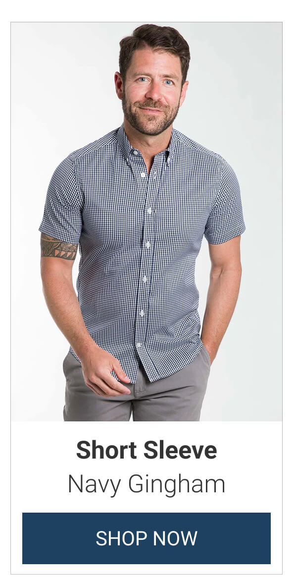 Navy Gingham Short Sleeve