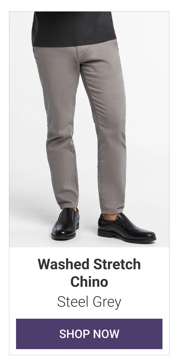 Steel Grey Washed Stretch Chino