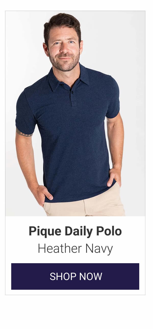 Heather Navy Pique Daily Polo