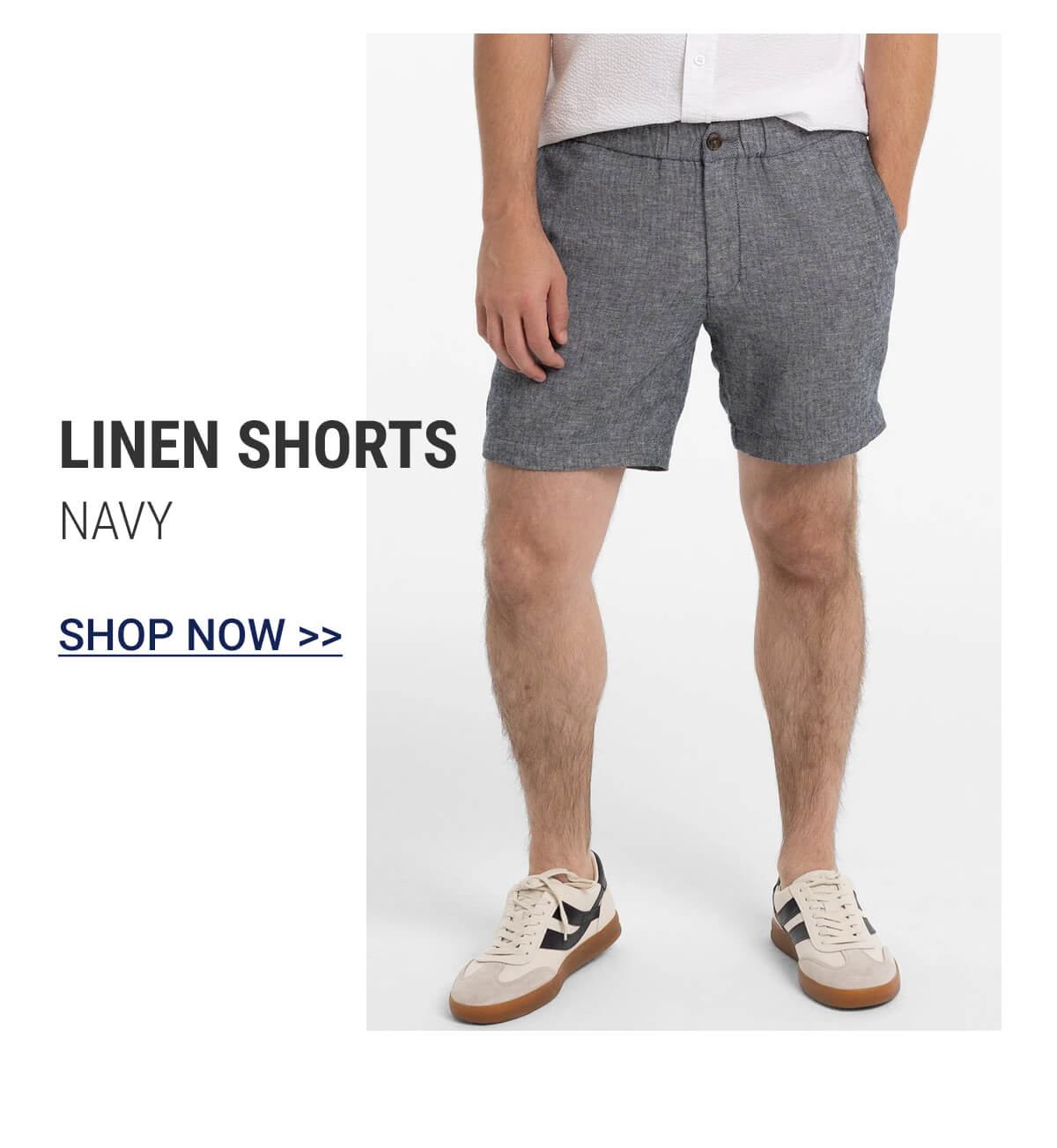 Navy Linen Shorts
