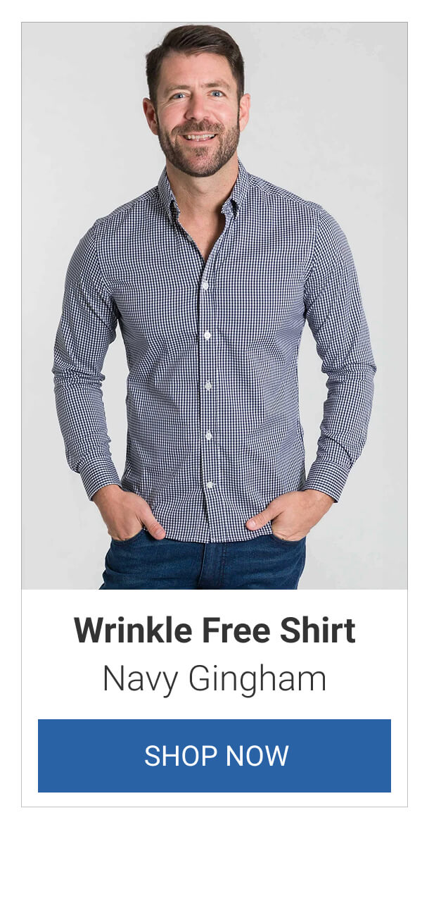 Navy Gingham Wrinkle Free Shirt
