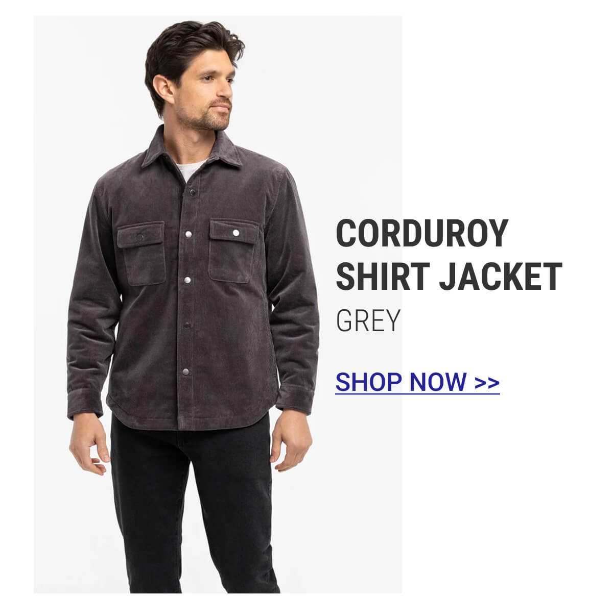 Grey Corduroy Shirt Jacket