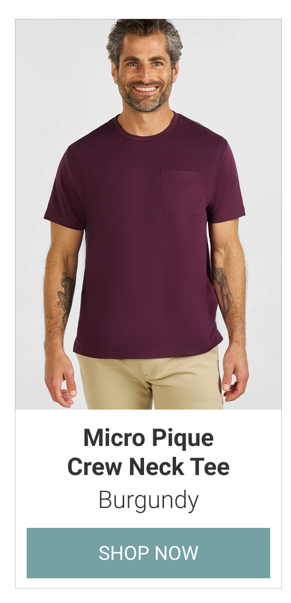 Burgundy Micro Pique Crew Neck Tee
