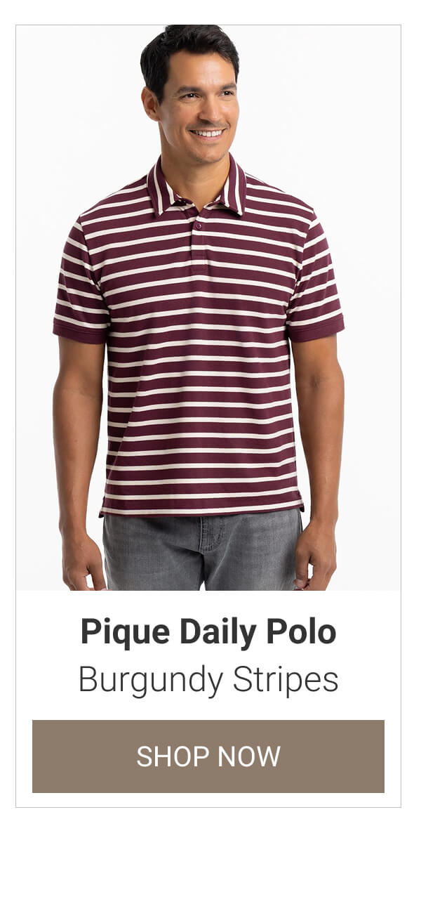 Burgundy Stripes Pique Daily Polo
