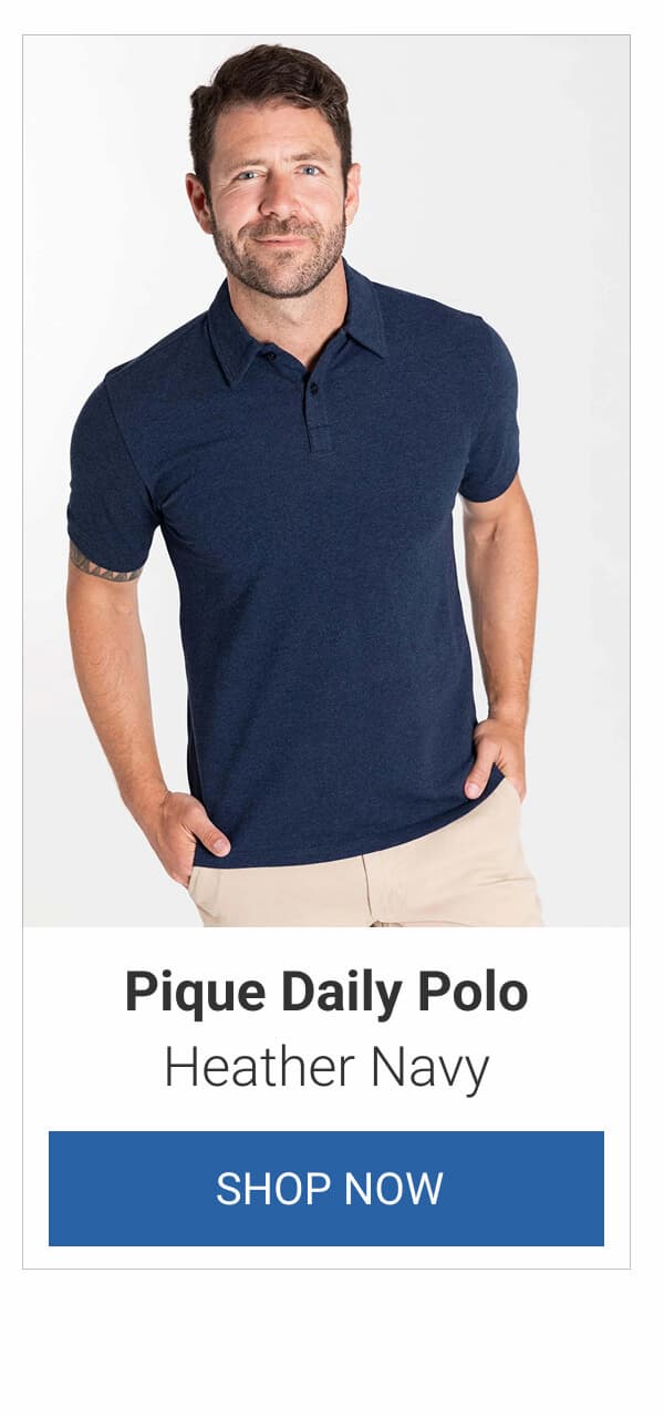 Heather Navy Pique Daily Polo