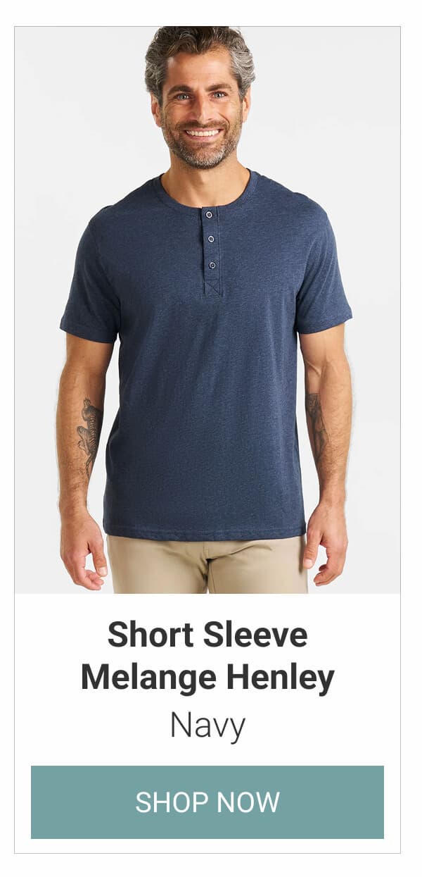 Navy Short Sleeve Melange Henley