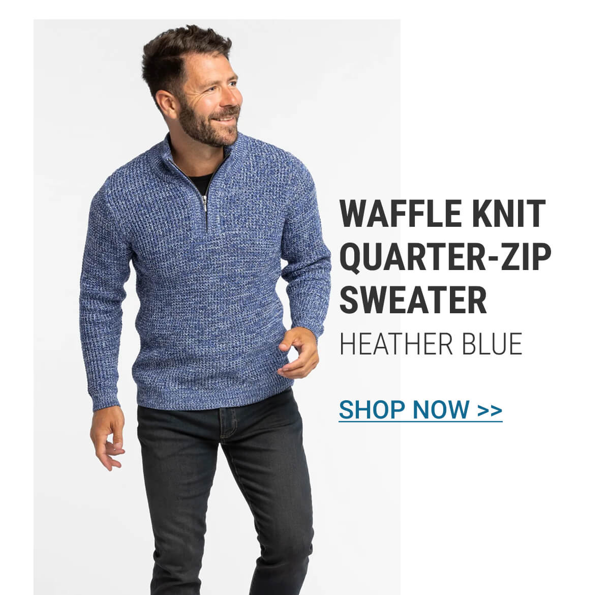 Heather Blue Waffle Knit Quarter-Zip
