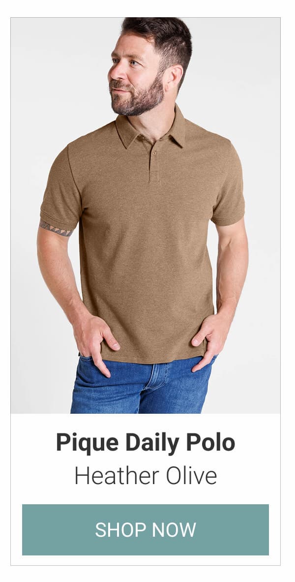 Heather Olive Pique Daily Polo