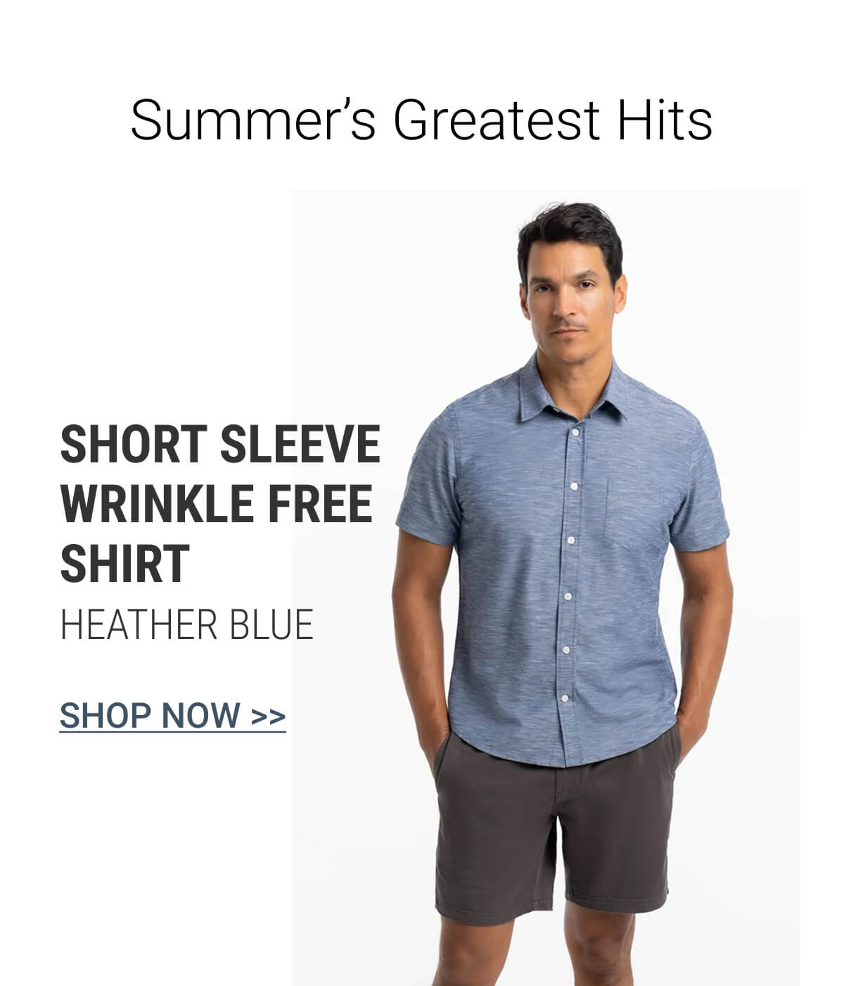 Heather Blue Short Sleeve Wrinkle Free Shirt