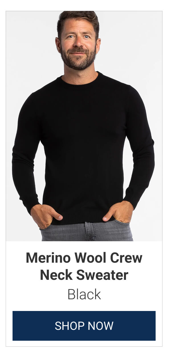 Black Merino Wool Crew Neck Sweater