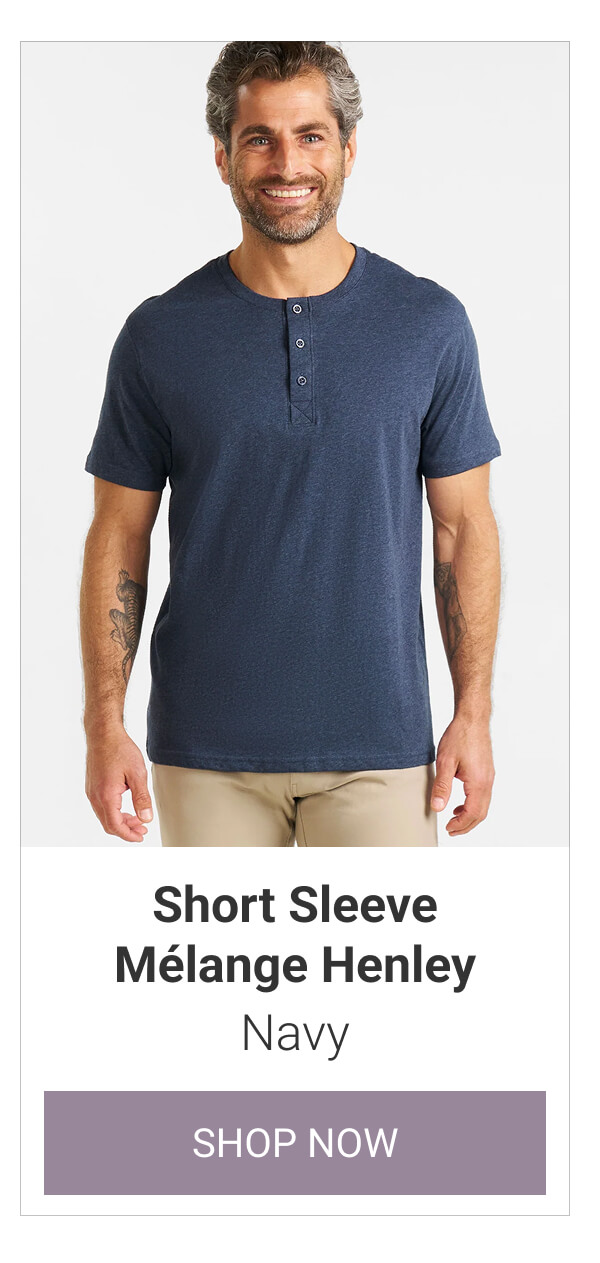 Navy Short Sleeve Mélange henley